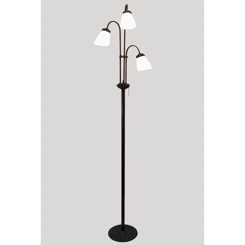 Lámpara De Pie Tulipán 3 Luz Vidrio Blanco